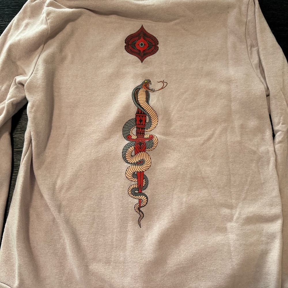 Pink Beige Off White Tattoo Snake Sweatshirt Zip Up